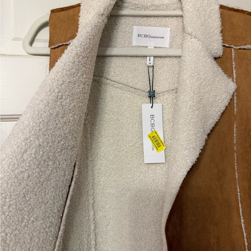 BCBGeneration Women's Brown and Cream Teddy Jacket